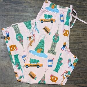 New Small Berkshire Krissy Mast New York City Christmas Pajama Pants NEW